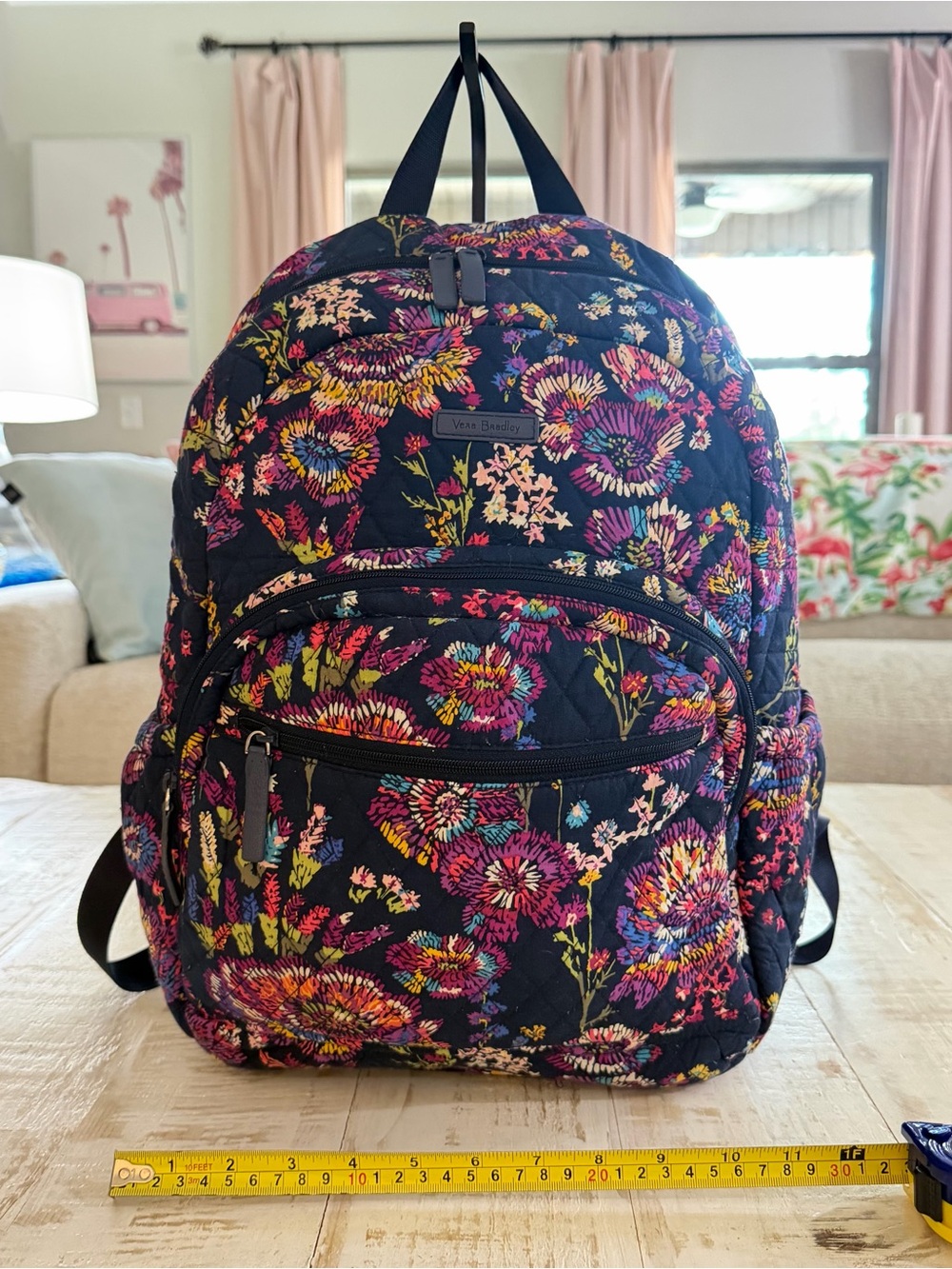 Vera Bradley Backpack Essential Backpack Midnight Wildflowers Laptop Bag Retired